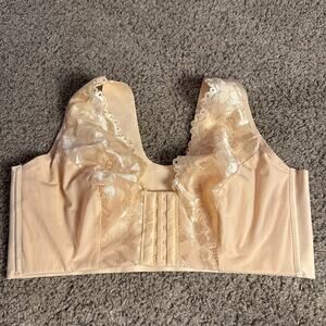 Swbreety 42/95 Smoothing Nude Wireless Padded Size Minimizer‎ Bra Lace Lined